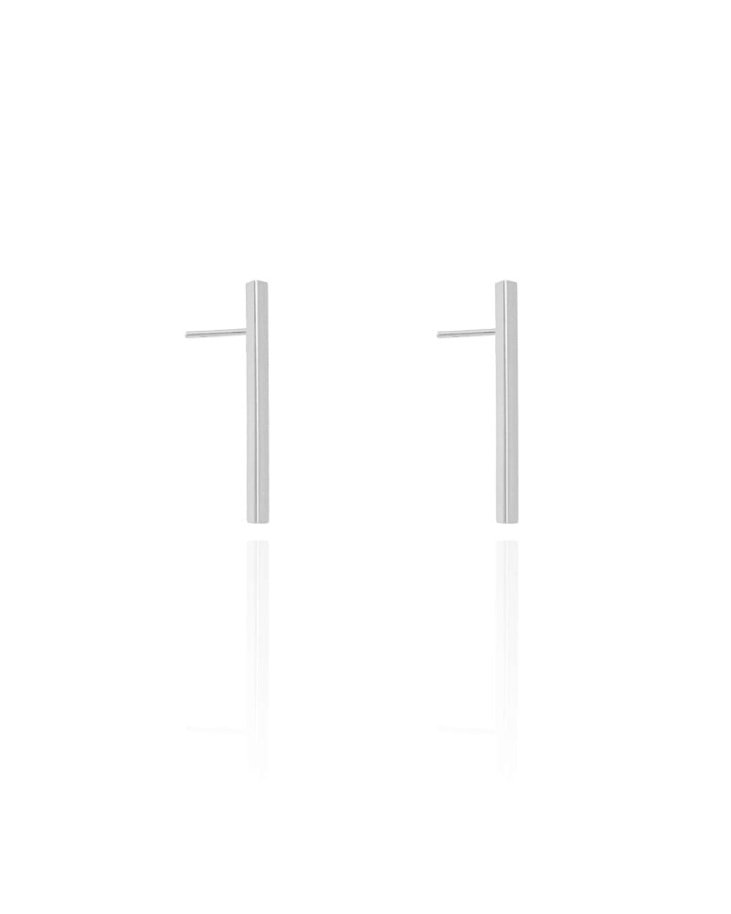 Brinco Palito Reto 2.5 cm Ródio Branco