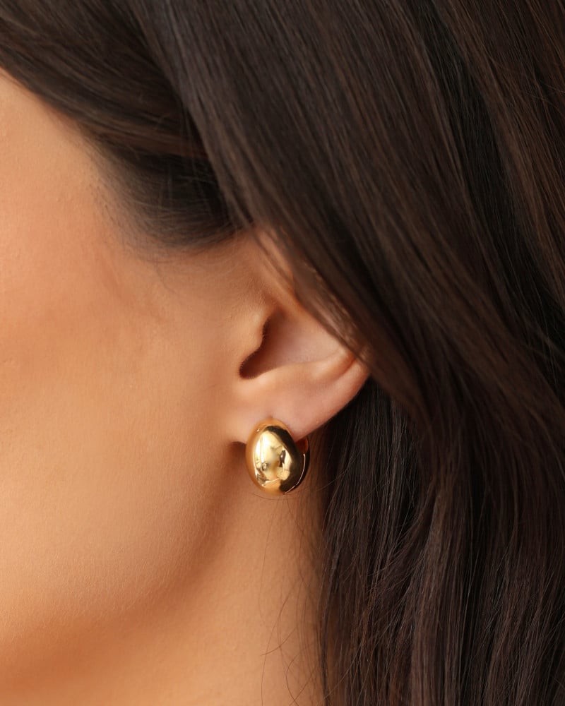 Brinco Argola Click Abaulada Lisa 1.6 cm Banhado a Ouro 18K
