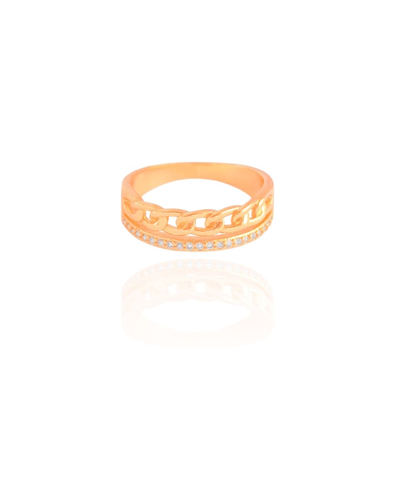 Anel Grumet Cravejado Cristal Tamanho 16 Banhado a Ouro 18K