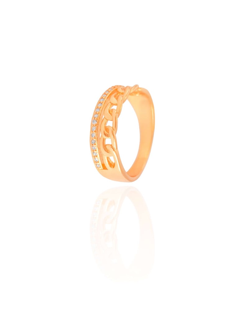 Anel Grumet Cravejado Cristal Tamanho 16 Banhado a Ouro 18K