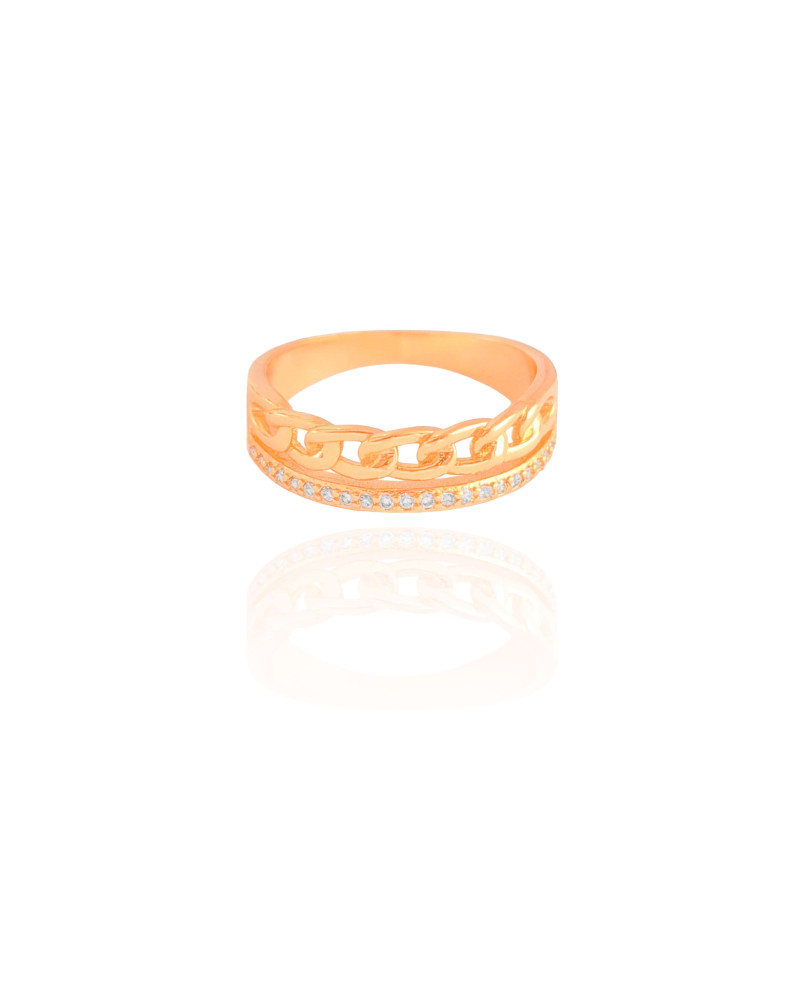 Anel Grumet Cravejado Cristal Tamanho 18 Banhado a Ouro 18K