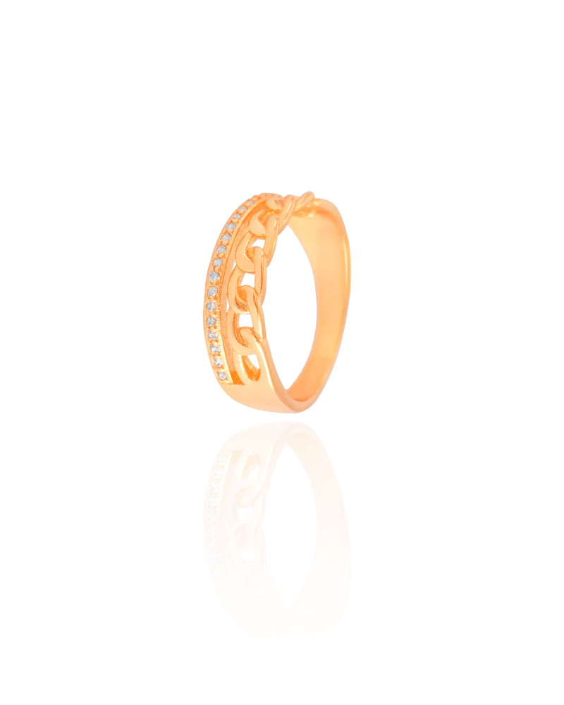 Anel Grumet Cravejado Cristal Tamanho 18 Banhado a Ouro 18K