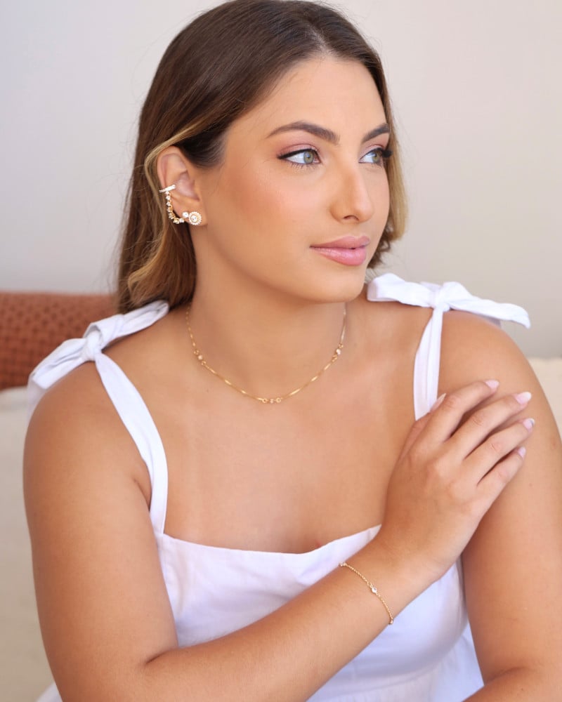 Choker Veneziana Pontos de Luz Cristal Banhado a Ouro 18K