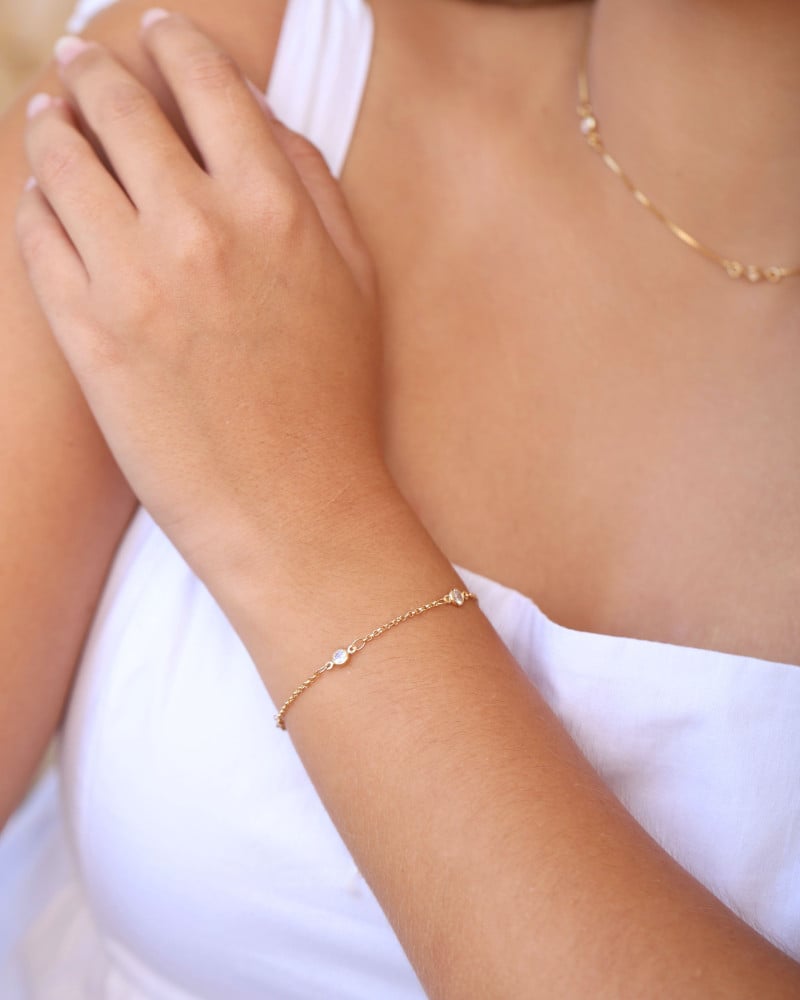 Pulseira Elos Pontos de Luz Cristal Banhado a Ouro 18K
