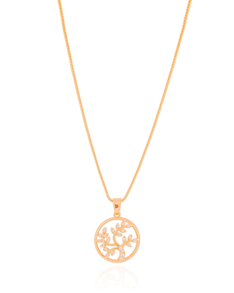 Gargantilha Veneziana Árvore da Vida Cravejada Cristal Banhado a Ouro 18K - 45 cm