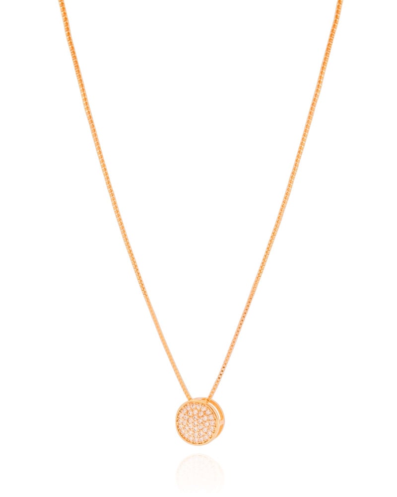 Gargantilha Veneziana Redondo Cravejado Cristal Banhado a Ouro 18K - 45 cm