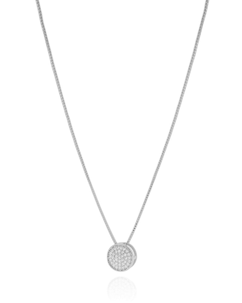 Gargantilha Veneziana Redondo Cravejado Cristal Ródio Branco - 45 cm