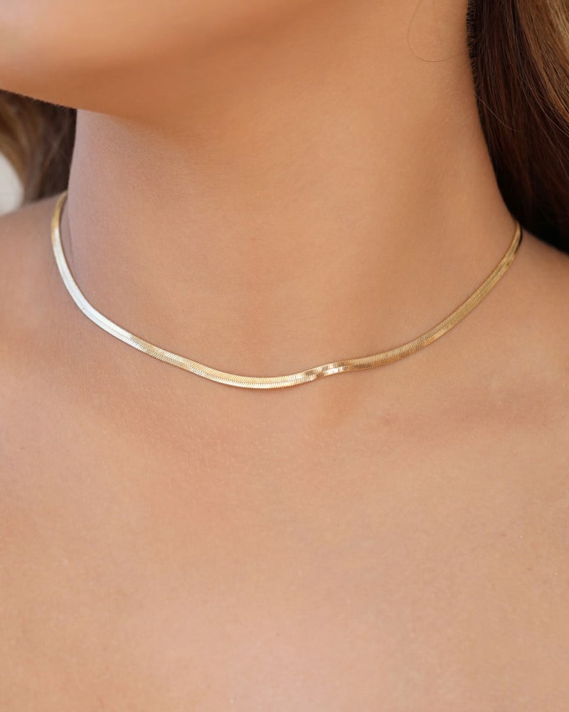 Choker Malha Fita 3 mm Banhado a Ouro 18K