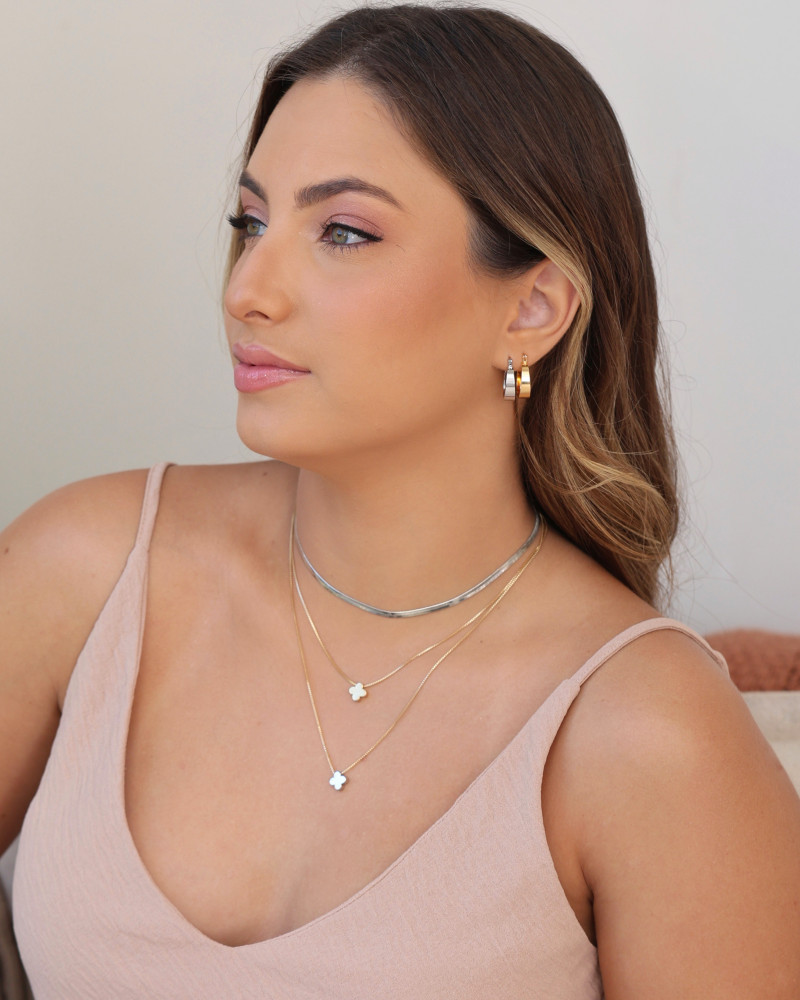 Choker Malha Fita 3 mm Ródio Branco