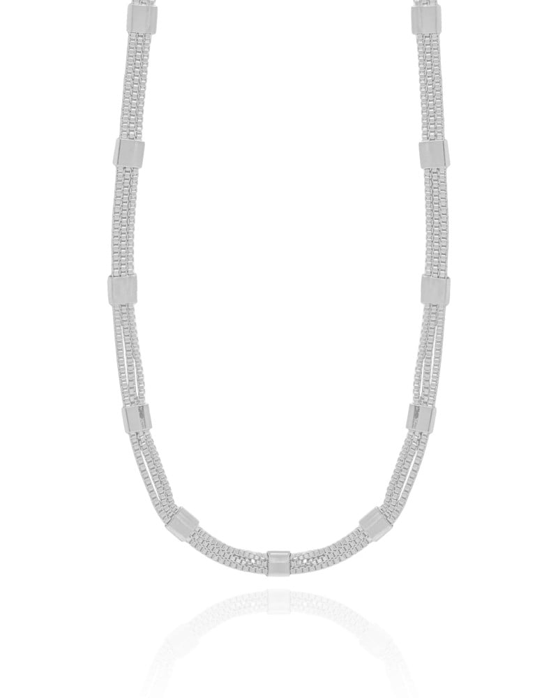 Choker Veneziana Tripla Detalhada Ródio Branco