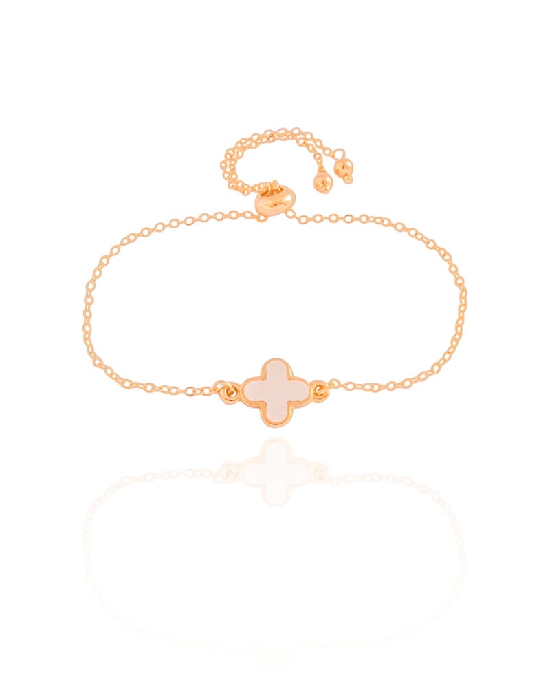 Pulseira Elos Trevo Madrepérola Fecho Gravata Banhado a Ouro 18K