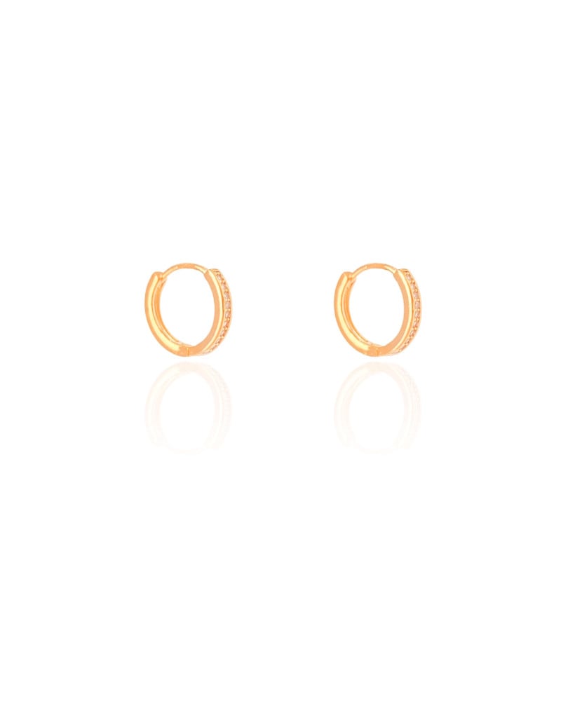 Brinco Argola Click Cravejado Cristal 1.2 cm Banhado a Ouro 18K
