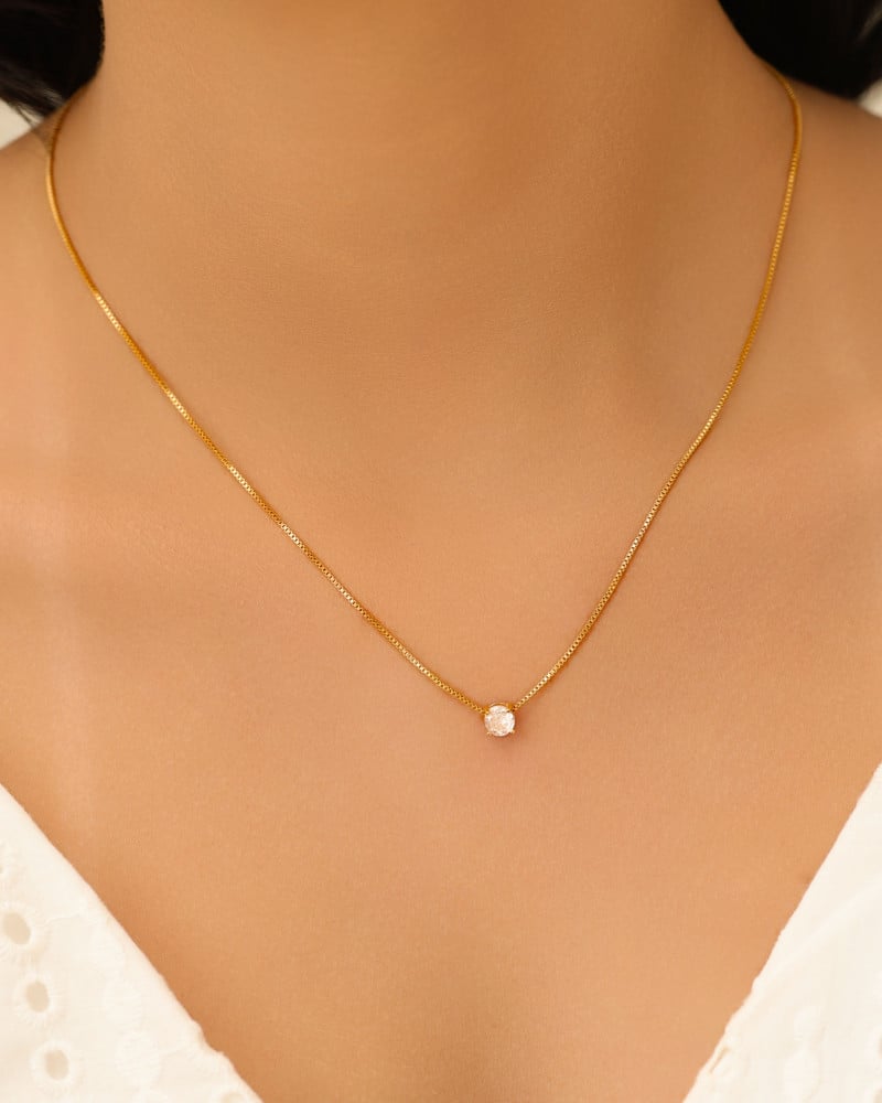 Gargantilha Veneziana Ponto de Luz Cristal 5 mm Banhado a Ouro 18K - 45 cm