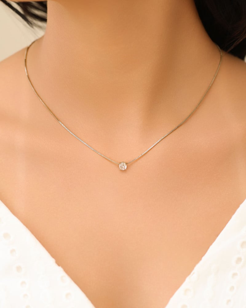 Gargantilha Veneziana Ponto de Luz Cristal 5 mm Ródio Branco - 45 cm
