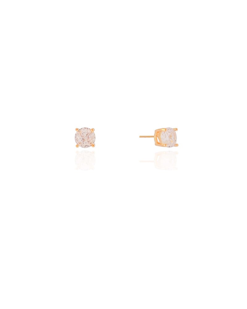 Brinco Ponto de Luz Cristal 6 mm Banhado a Ouro 18K