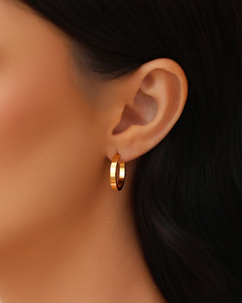 Brinco Argola Reta Lisa 1.9 cm Banhado a Ouro 18K