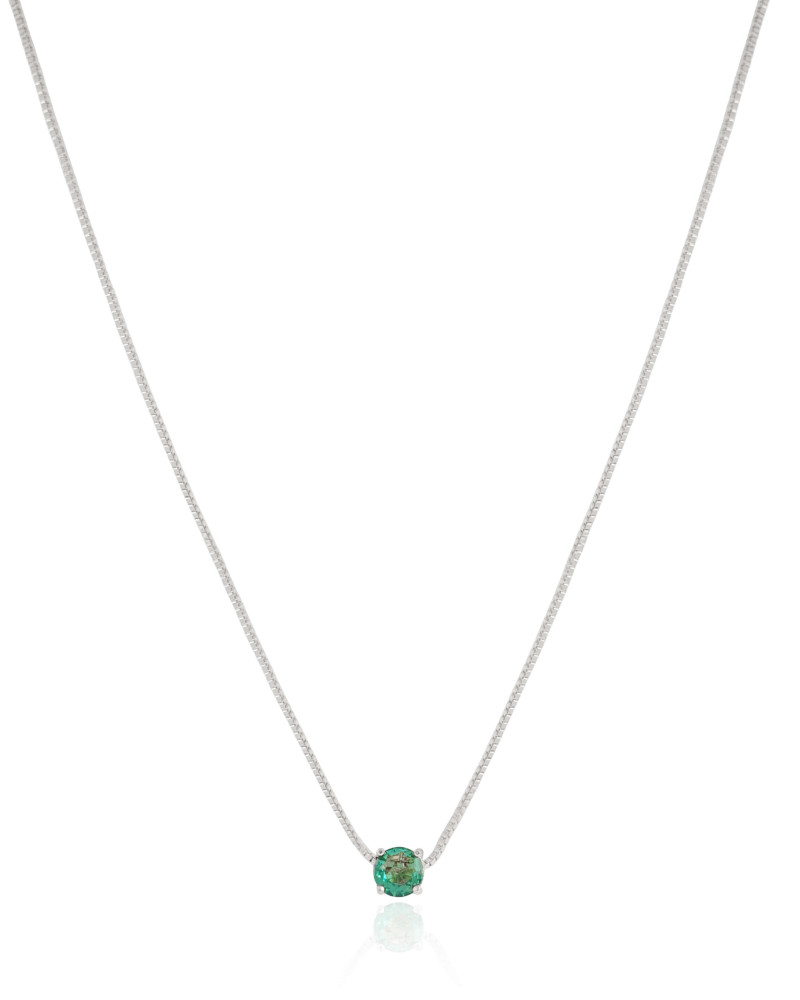 Gargantilha Veneziana Ponto de Luz Turmalina 5 mm Ródio Branco - 45 cm