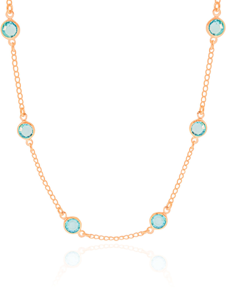 Choker Pontos de Luz Topázio Azul 6 mm Banhado a Ouro 18K