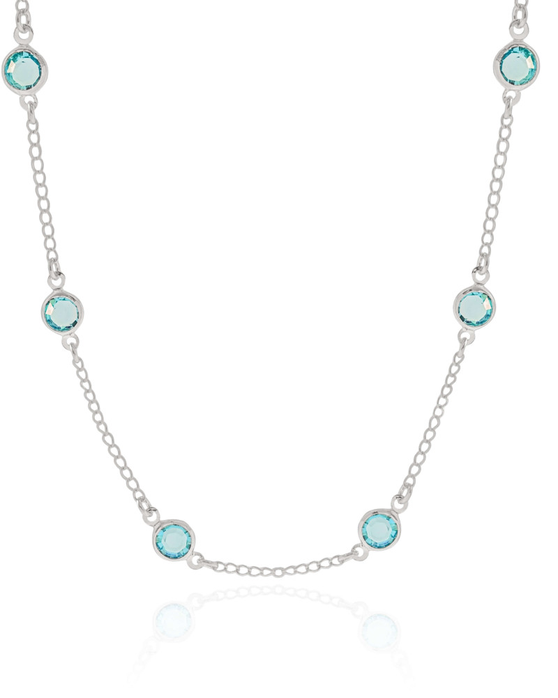 Choker Pontos de Luz Topázio Azul 6 mm Ródio Branco
