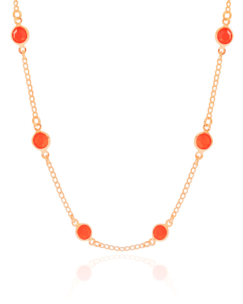 Choker Pontos de Luz Laranja 6 mm Banhado a Ouro 18K