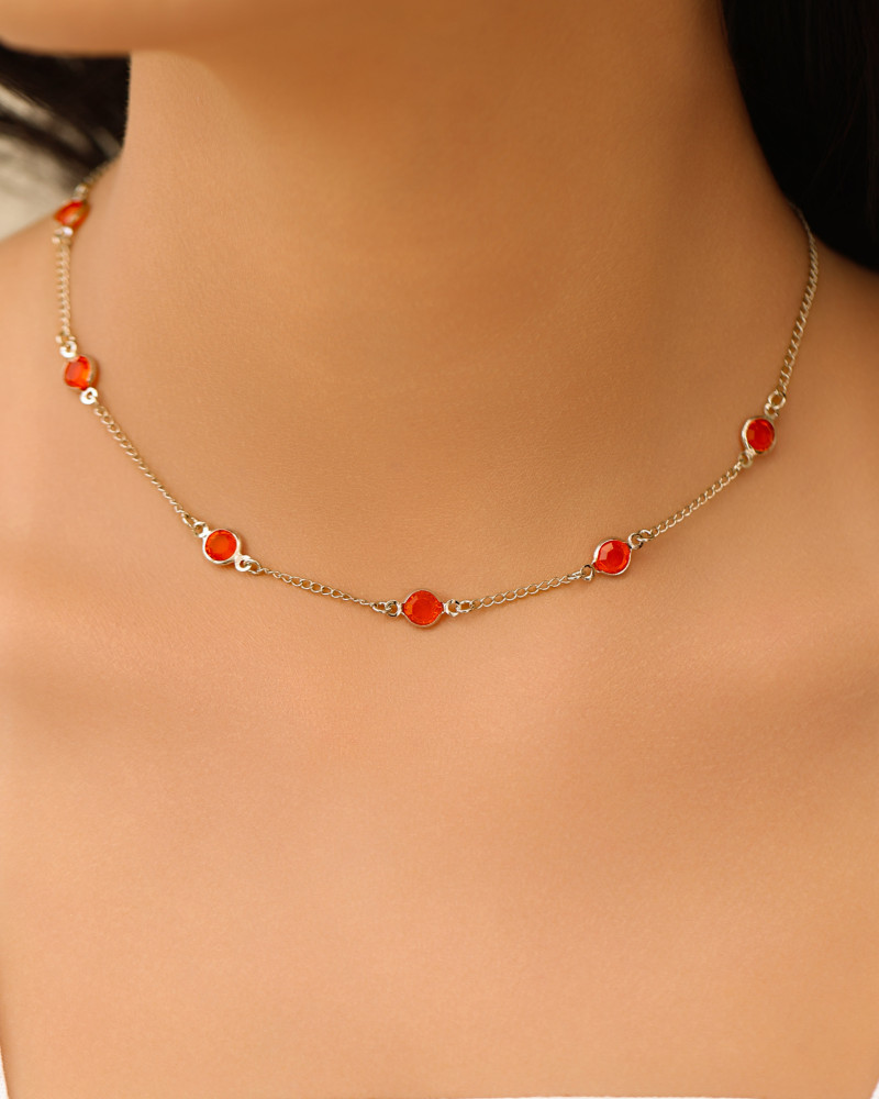 Choker Pontos de Luz Laranja 6 mm Ródio Branco