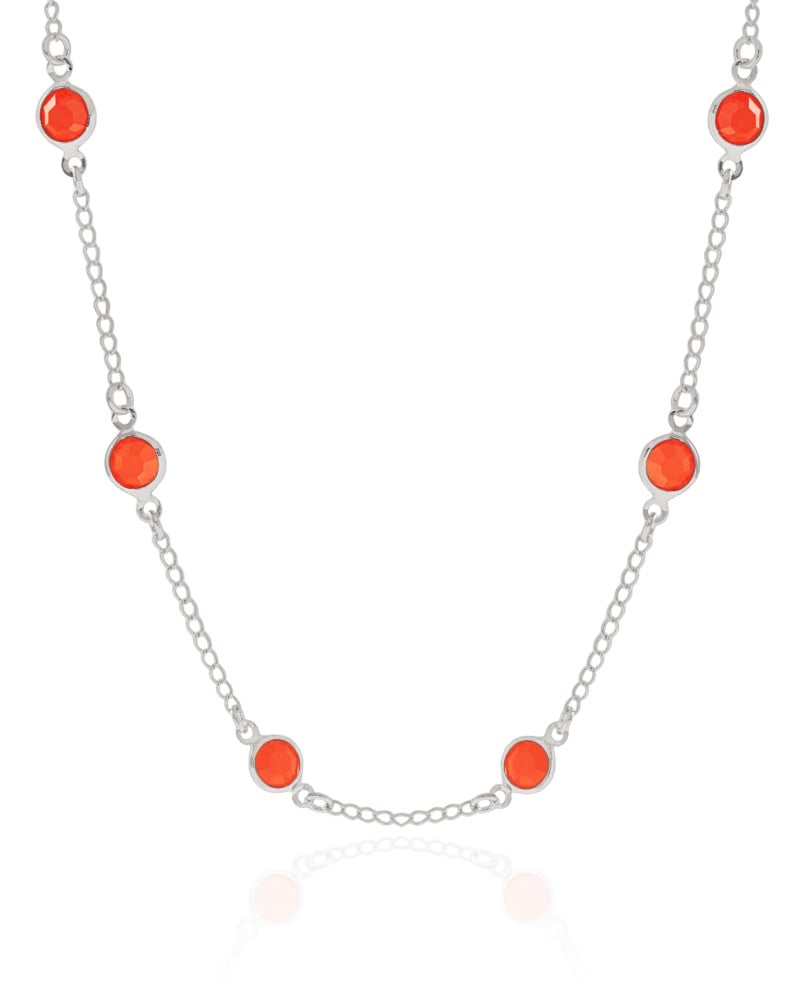 Choker Pontos de Luz Laranja 6 mm Ródio Branco