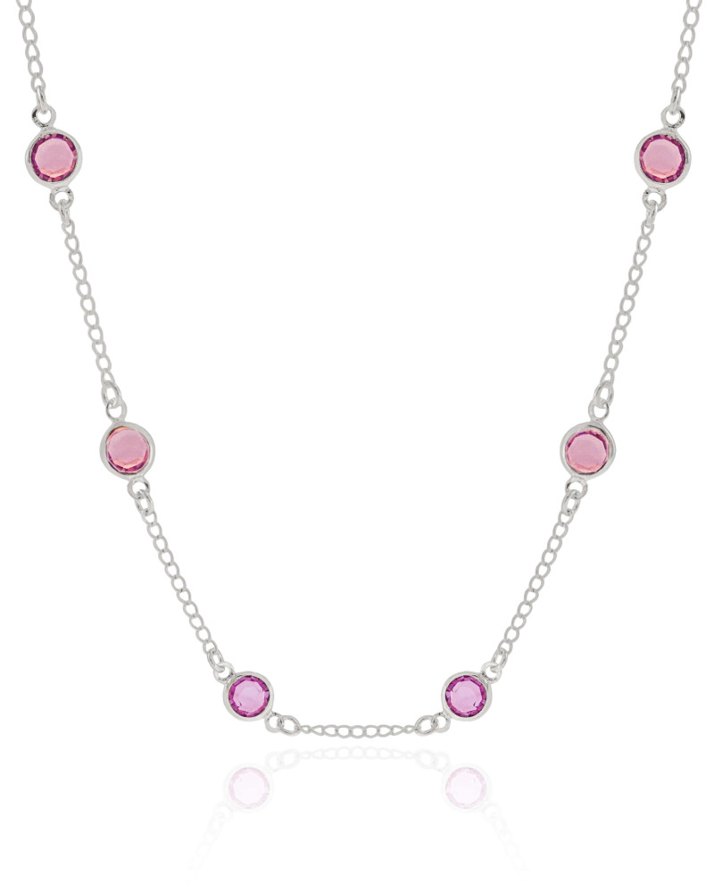 Choker Pontos de Luz Ametista 6 mm Ródio Branco