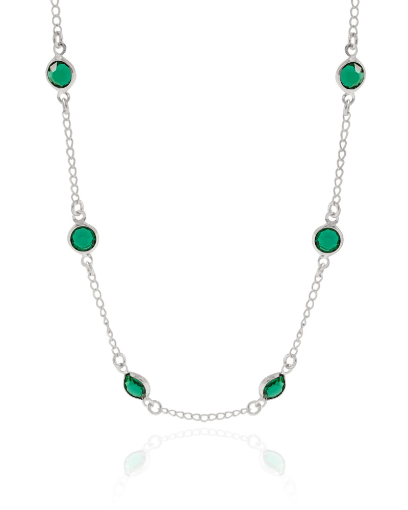 Choker Pontos de Luz Esmeralda 6 mm Ródio Branco