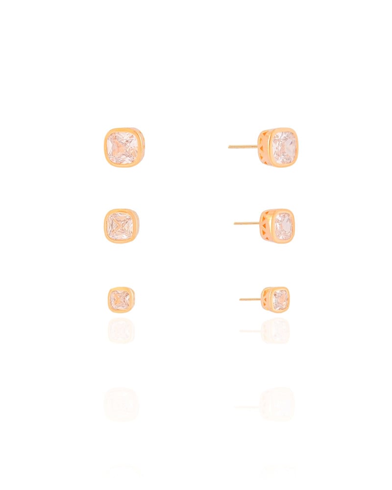 Trio Pontos de Luz Cristal Banhado a Ouro 18K