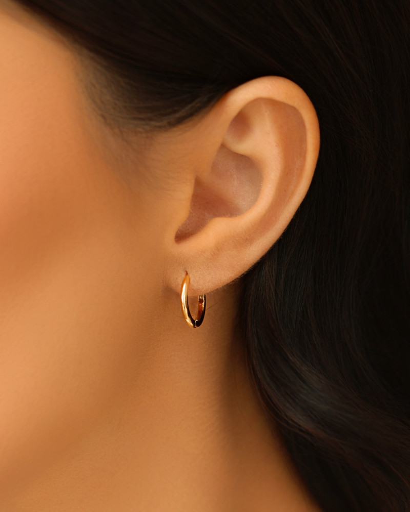 Brinco Argola Click Lisa 1.3 cm Banhado a Ouro 18K