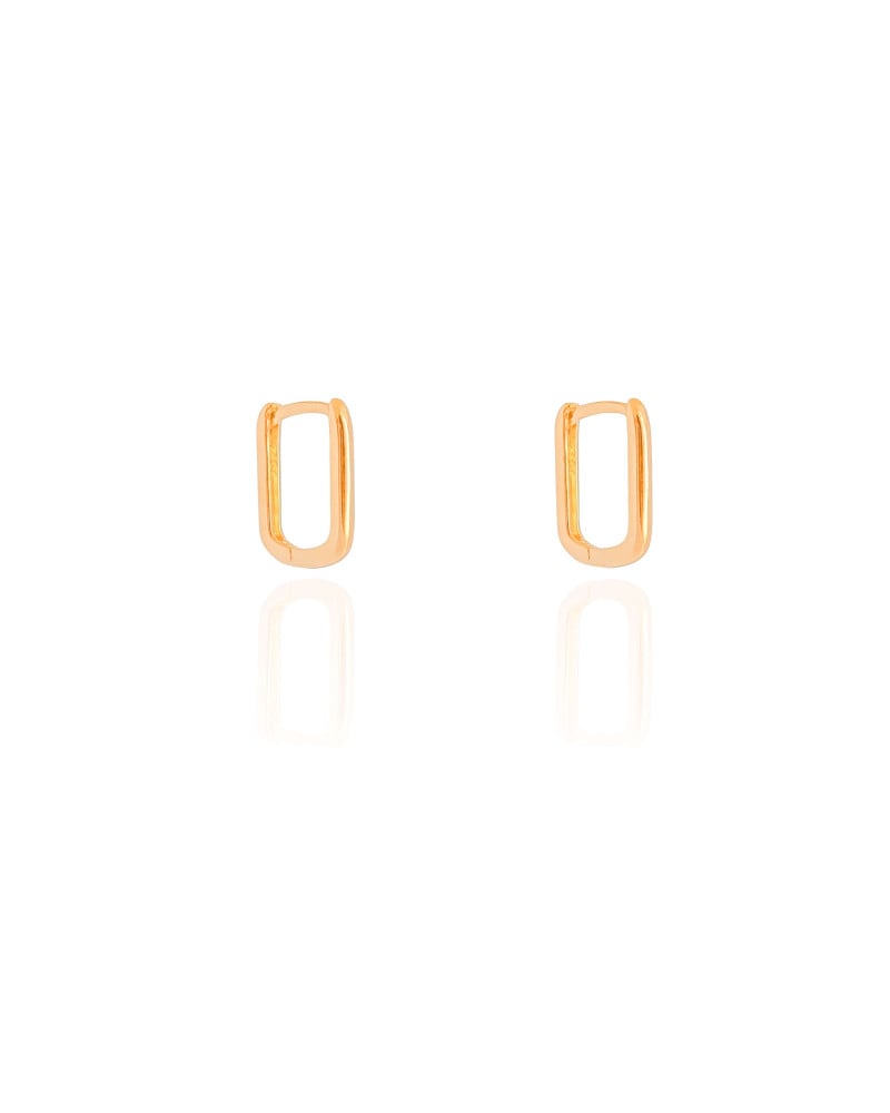 Brinco Argola Click Retangular Lisa 1.4 cm Banhado a Ouro 18K