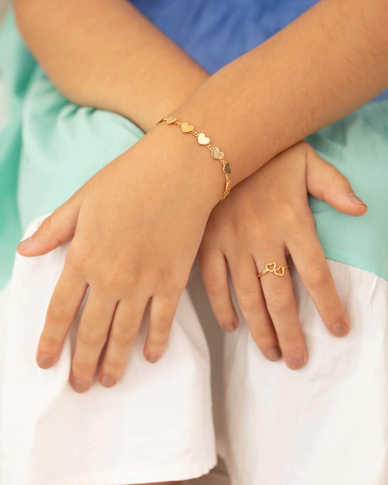 Anel Infantil Corações Vazados Tamanho 13 Banhado a Ouro 18K