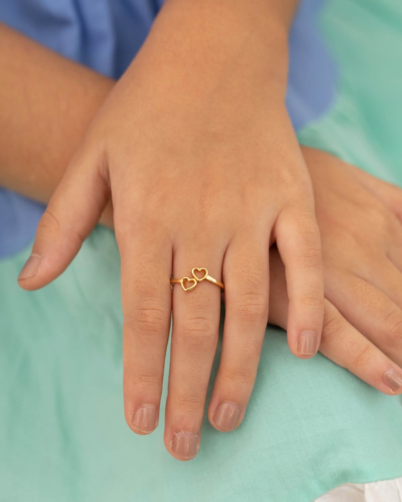 Anel Infantil Corações Vazados Tamanho 13 Banhado a Ouro 18K