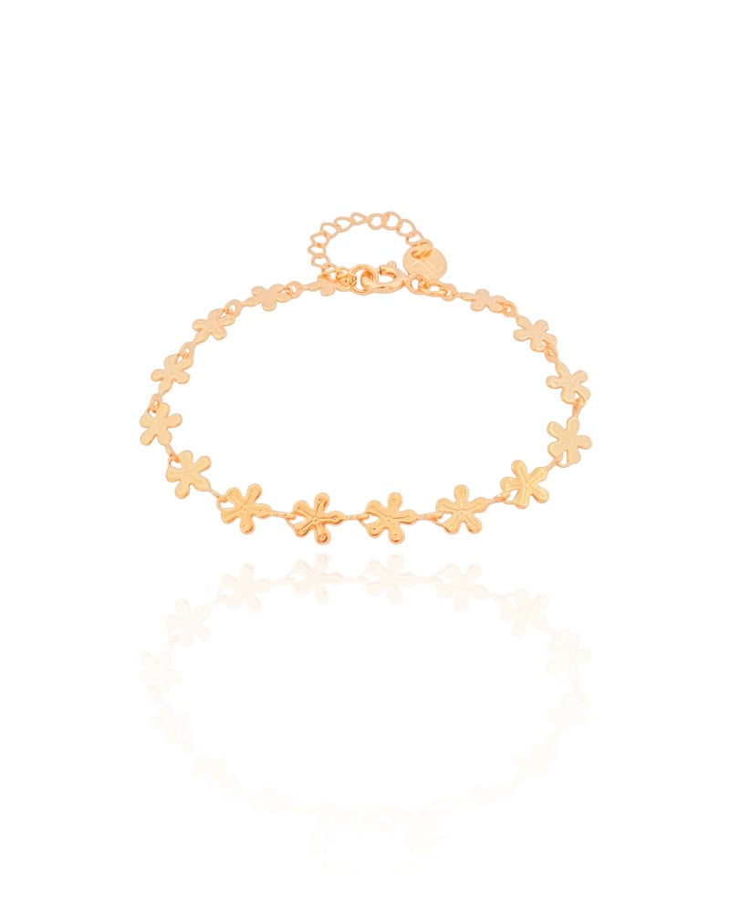 Pulseira Infantil Flores Banhado a Ouro 18K