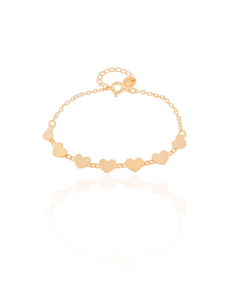 Pulseira Infantil Corações Lisos Banhado a Ouro 18K