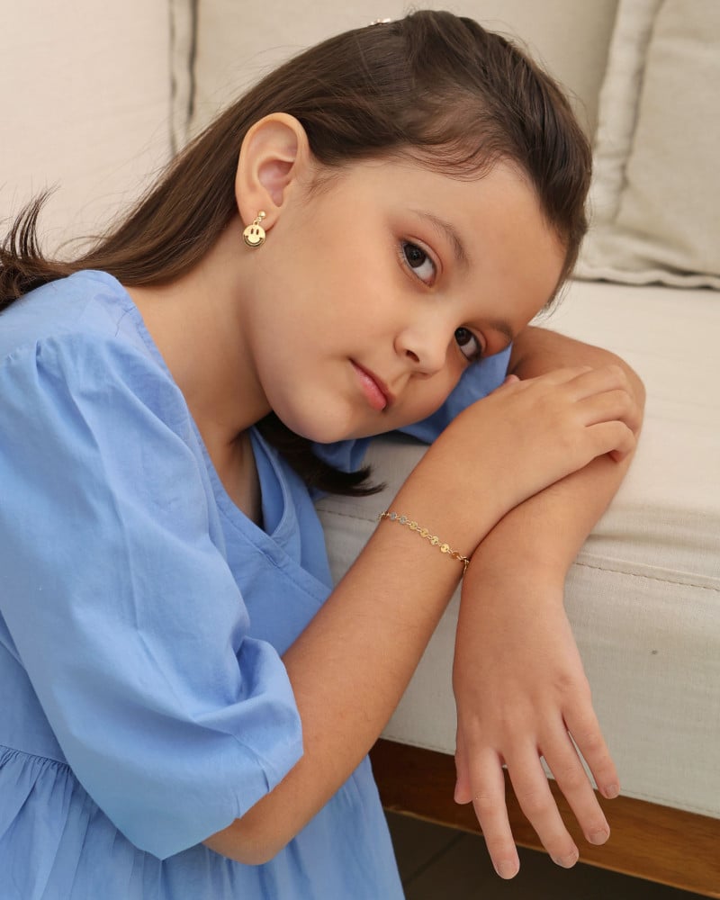 Brinco Infantil Sorriso 2.0 cm Banhado a Ouro 18K