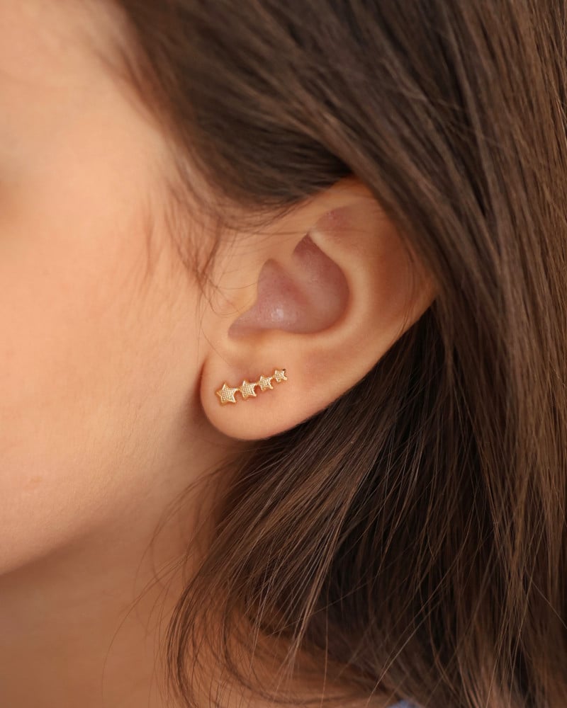 Ear Cuff Infantil Estrelas Banhado a Ouro 18K
