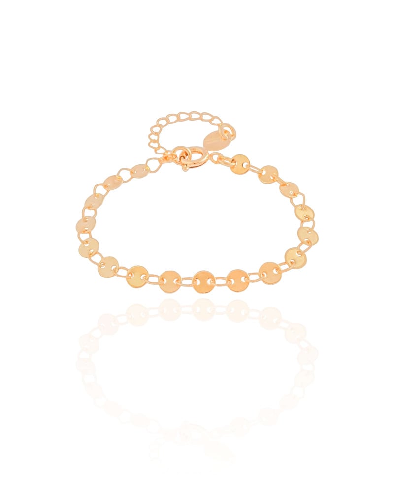 Pulseira Infantil Plaquinhas Redondas Banhado a Ouro 18K