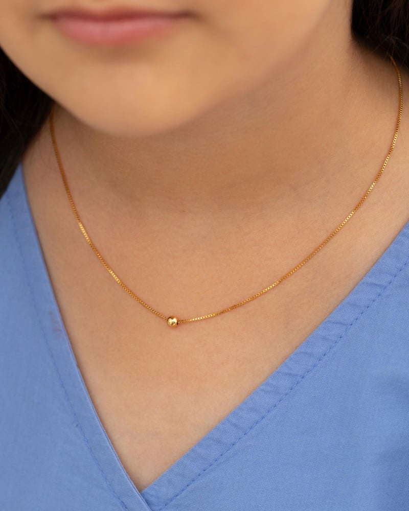 Gargantilha Infantil Veneziana Bolinha Lisa 4 mm Banhado a Ouro 18K