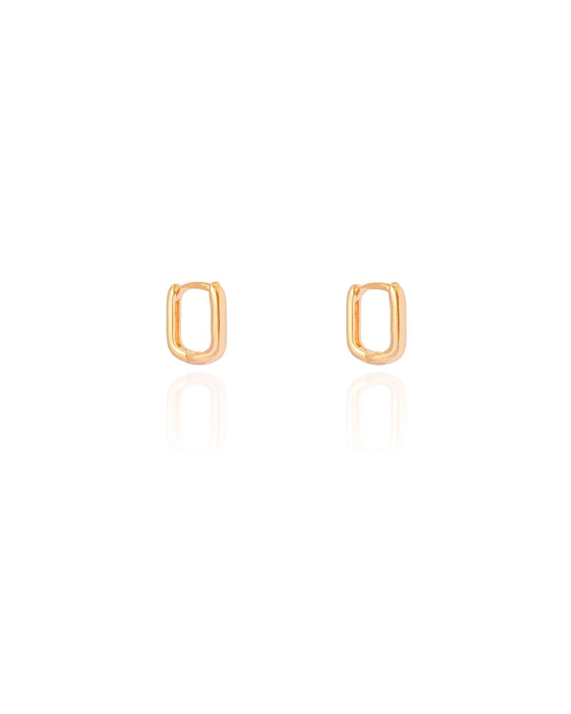Brinco Infantil Argola Retangular 1.1 cm Banhado a Ouro 18K