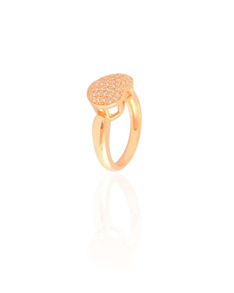 Anel Coração Cravejado Cristal Tamanho 17 Banhado a Ouro 18K