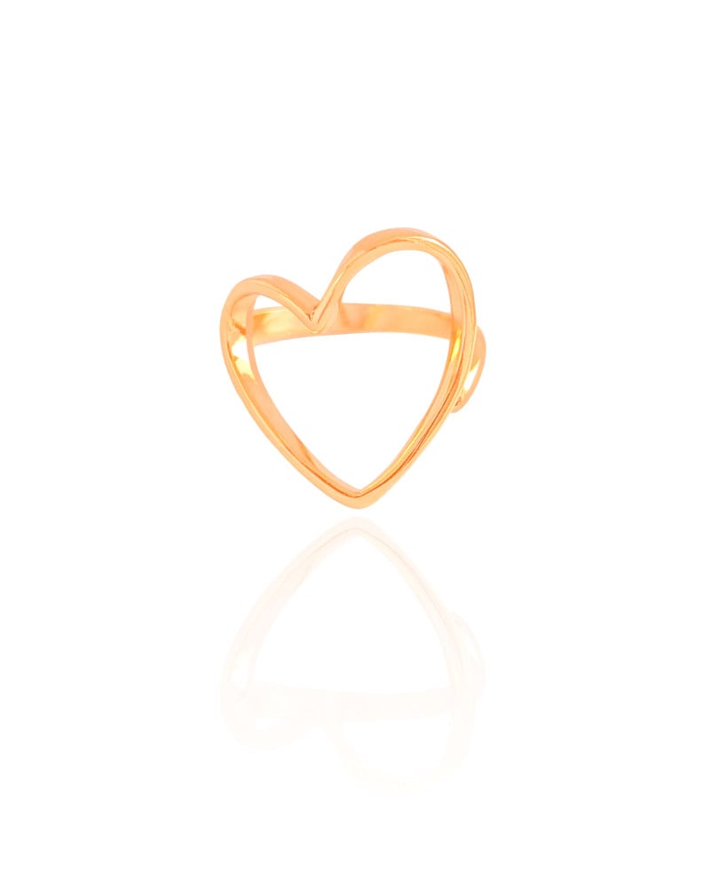 Anel Coração Vazado Tamanho 18 Banhado a Ouro 18K