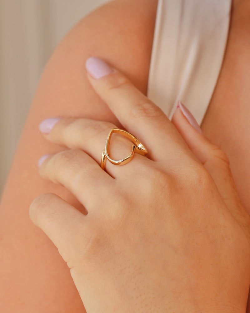 Anel Coração Vazado Tamanho 21 Banhado a Ouro 18K