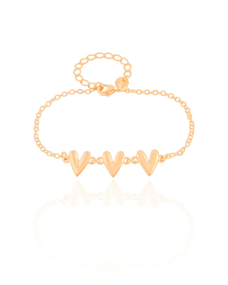 Pulseira Elos Corações Lisos Banhado a Ouro 18K
