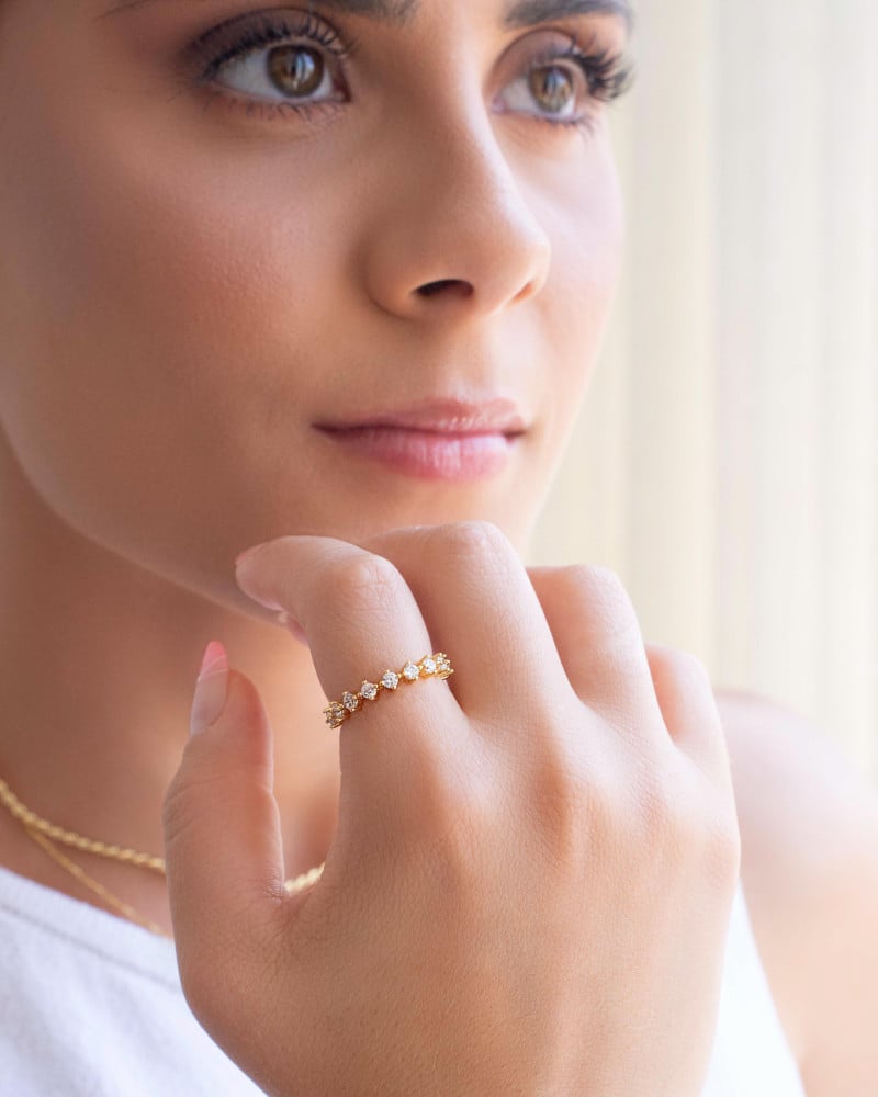 Anel Pontos de Luz Cristal Tamanho 23 Banhado a Ouro 18K