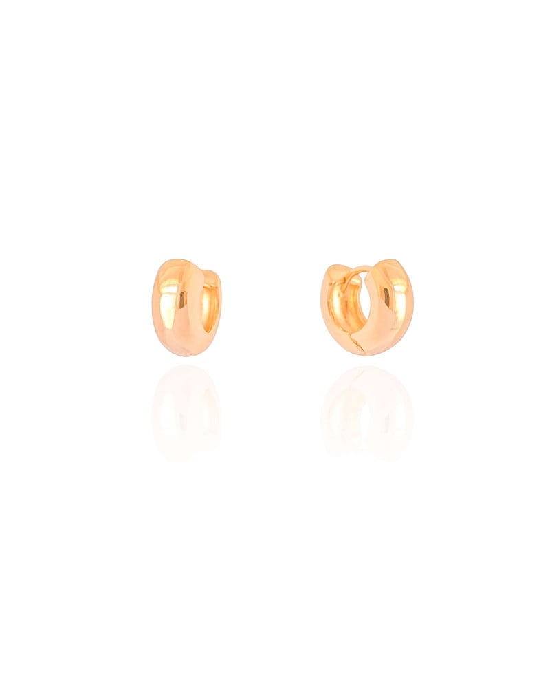 Brinco Argola Click Reta Lisa 1.3 cm Banhado a Ouro 18K