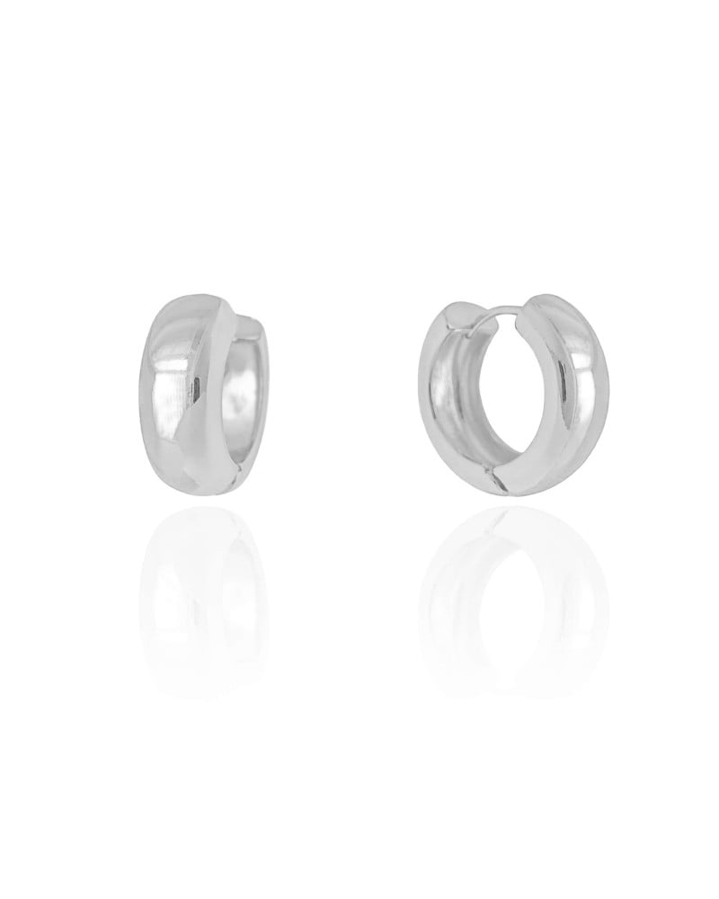 Brinco Argola Click Reta Lisa 2.2 cm Ródio Branco
