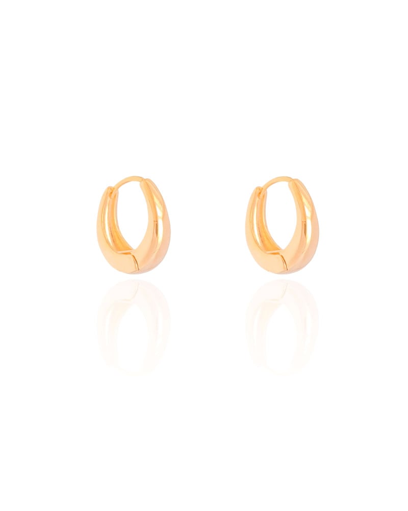 Brinco Argola Click Oval Liso 1.8 cm Banhado a Ouro 18K