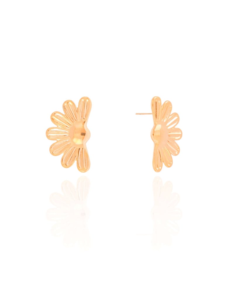 Brinco Meia Flor Lisa 2.5 cm Banhado a Ouro 18K