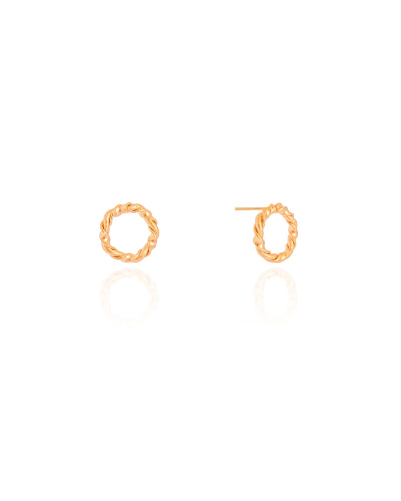 Brinco Argola Frontal Torcida Detalhes 1.2 cm Banhado a Ouro 18K